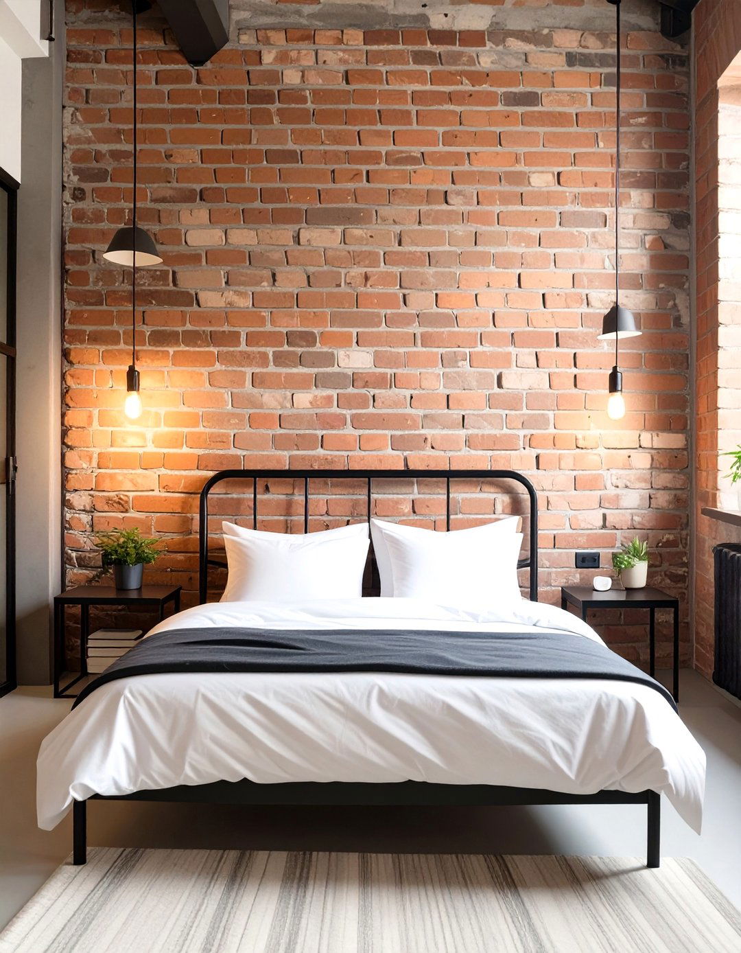 Industrial Loft Bedroom with Exposed Brick - 30 women bedroom ideas
