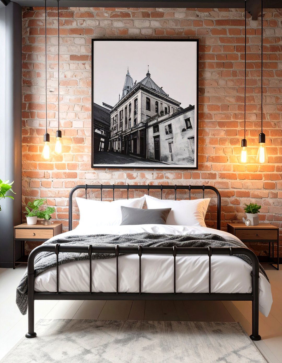 Industrial Loft Exposed Brick Bedroom - 30 master bedroom pictures above bed ideas