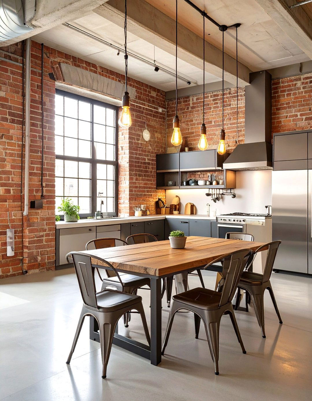 Industrial Loft Kitchen and Dining Area - 30 combined kitchen dining room ideas
