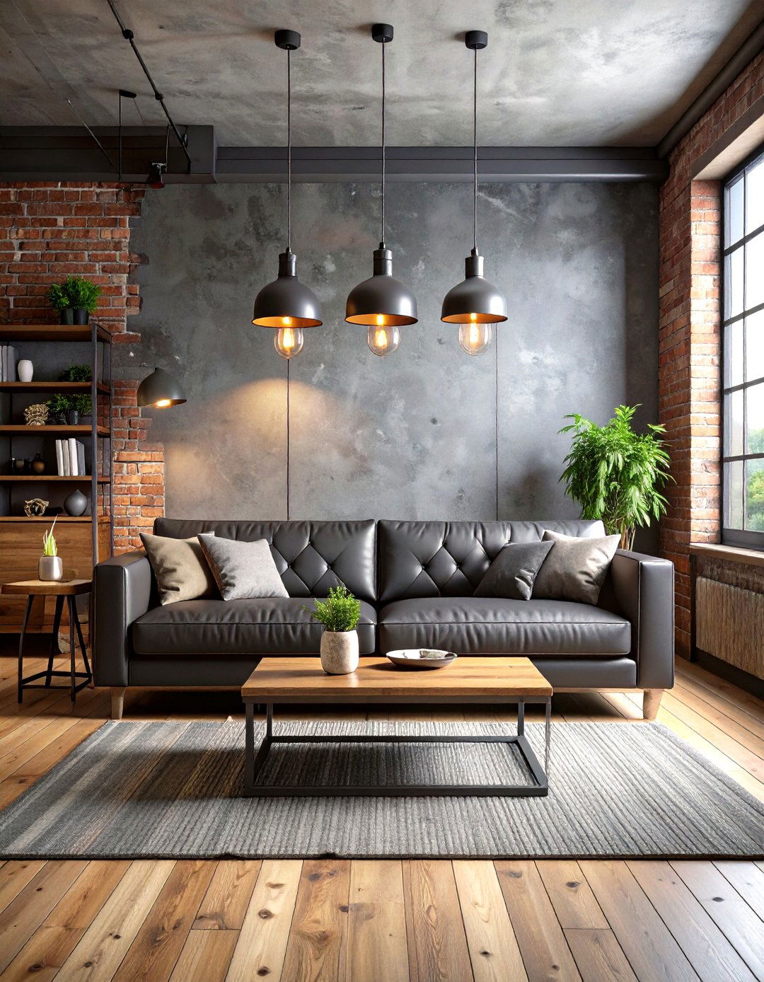Industrial Loft Living Room - 30 grey couch living room ideas
