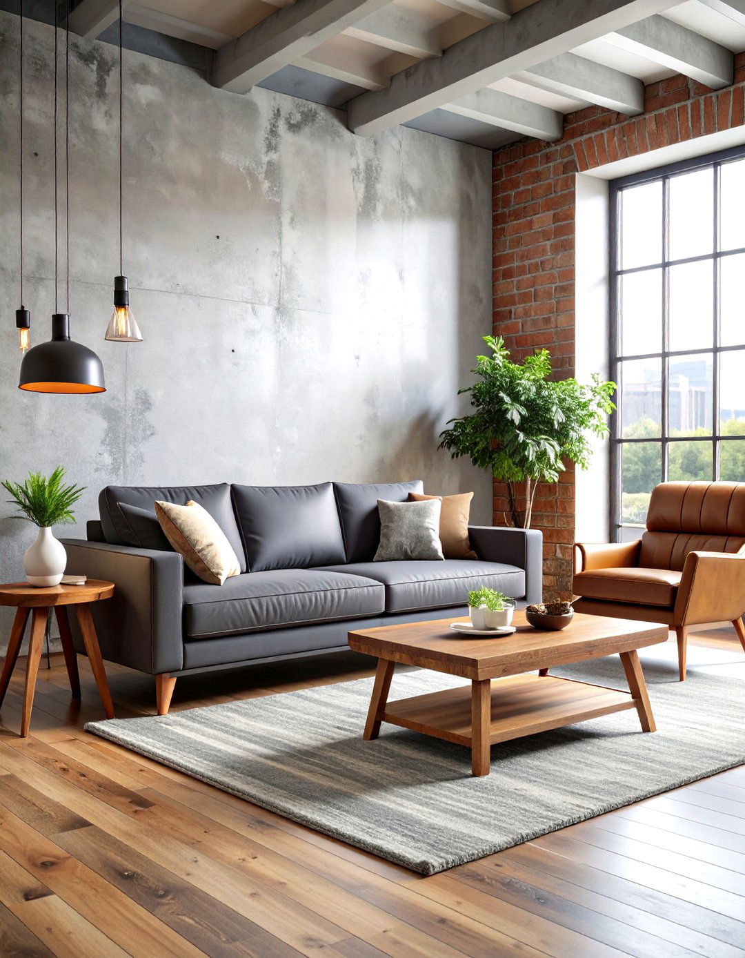 Industrial Loft Living Room - 30 grey sofa living room ideas