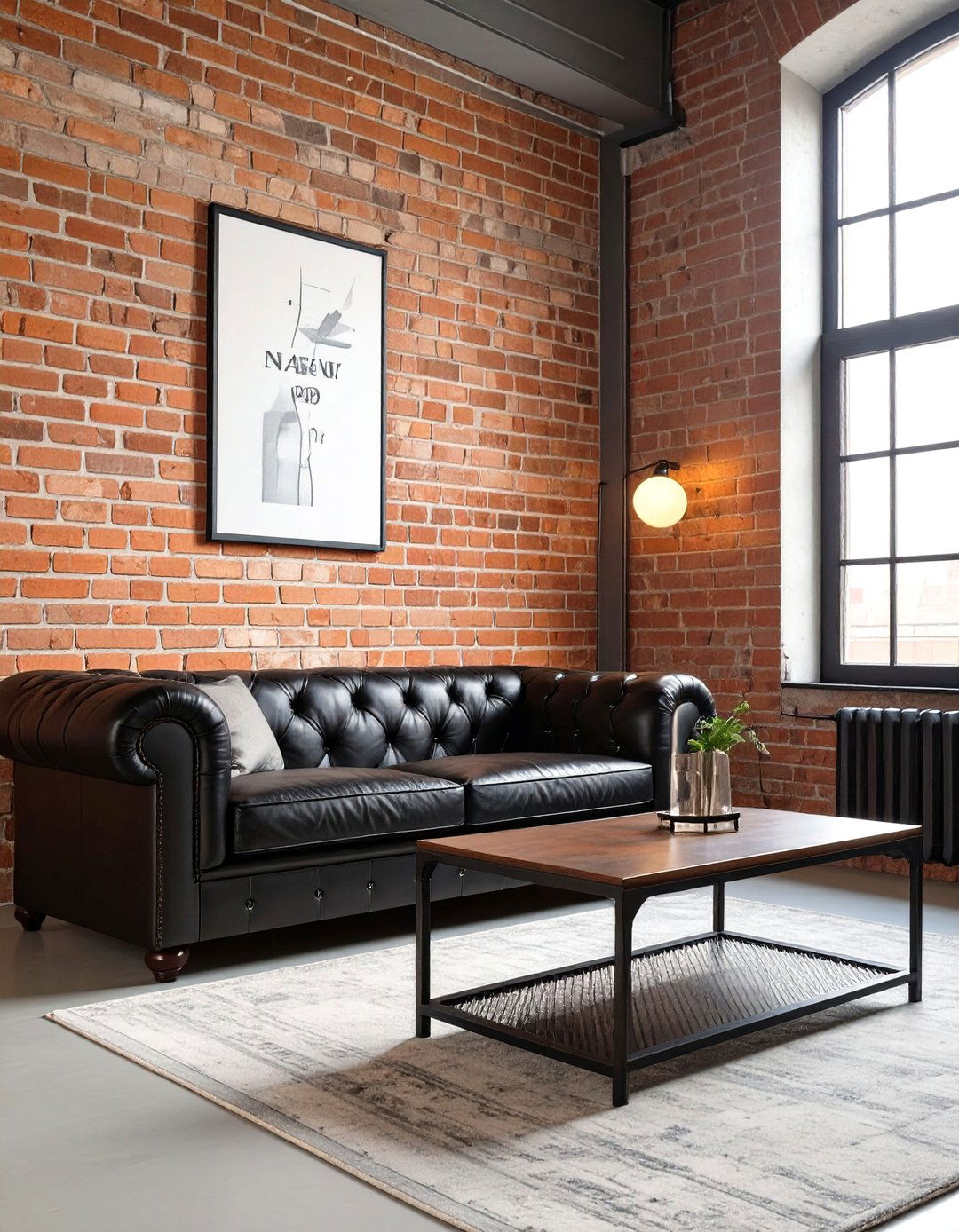 Industrial Loft Living Room - 30 black couch living room ideas
