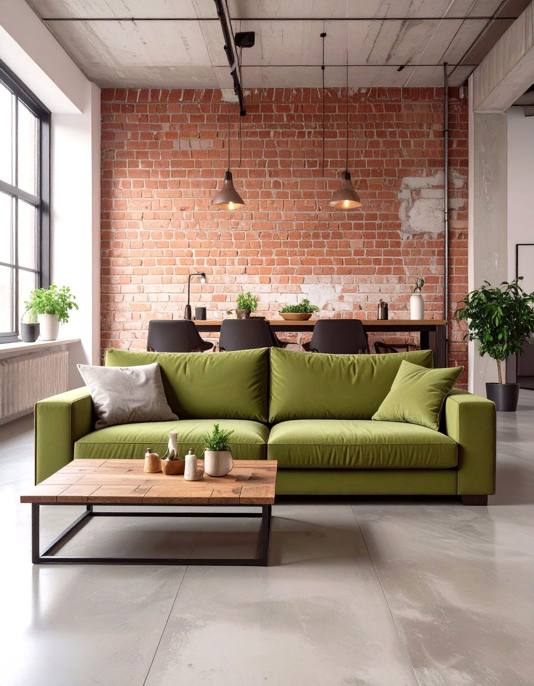 Industrial Loft Living Room Style - 30 olive green sofa living room ideas