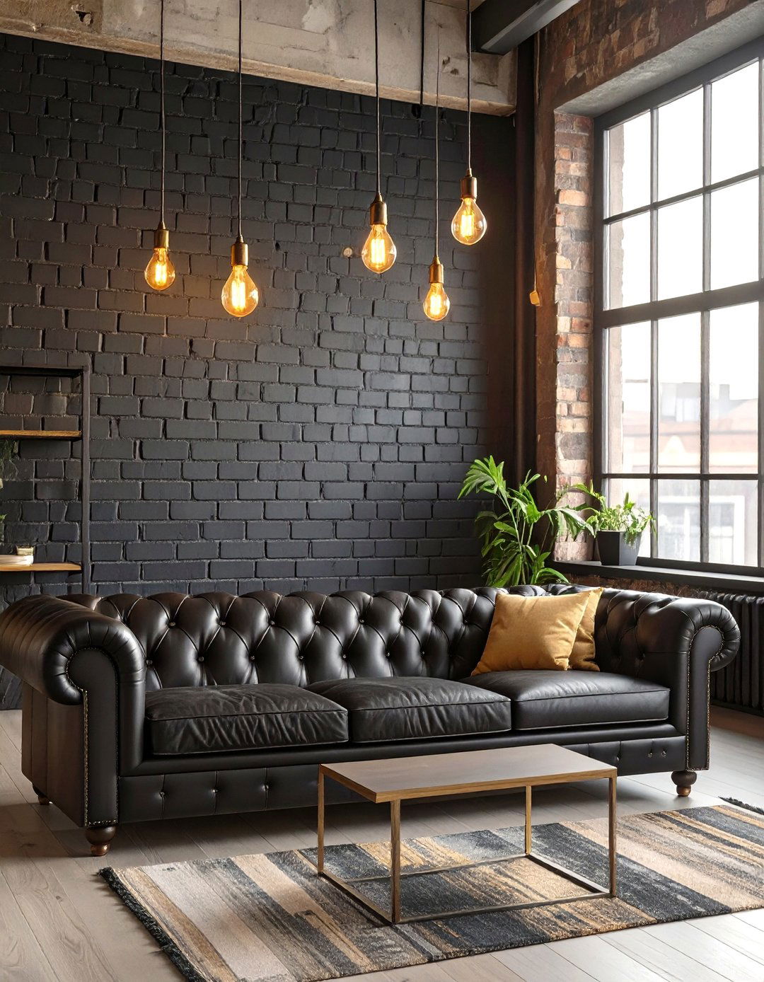 Industrial Loft Living Room - 30 black and gold living room ideas