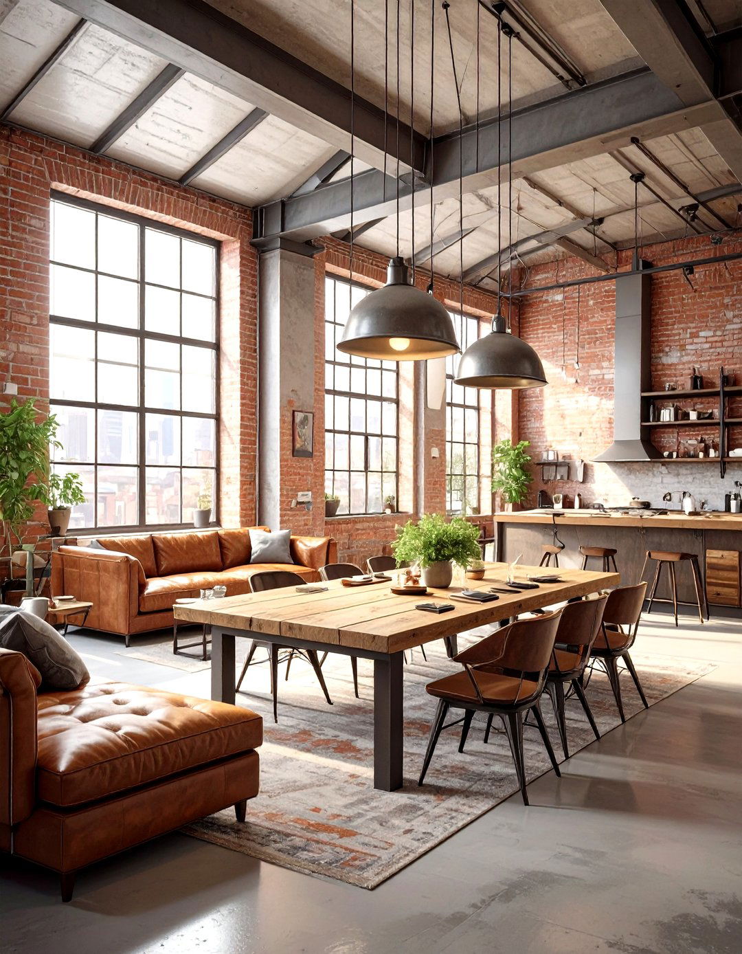 Industrial Loft Living and Dining Room - 30 open concept living room and dining room ideas