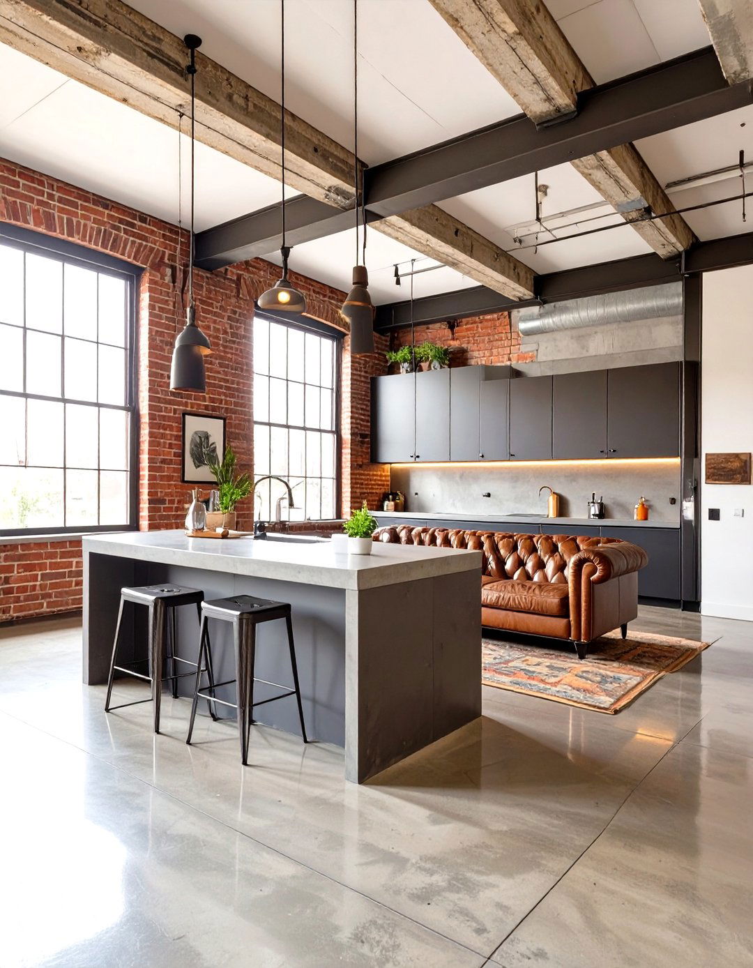 Industrial Loft Open Concept - 30 open kitchen living room ideas