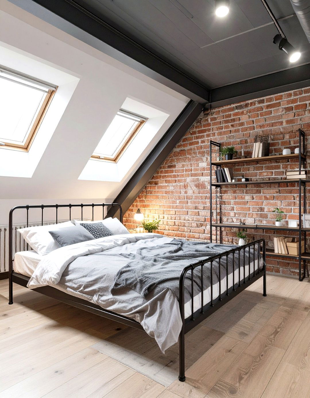 Industrial Loft Style Bedroom - 30 low sloped ceiling bedroom ideas