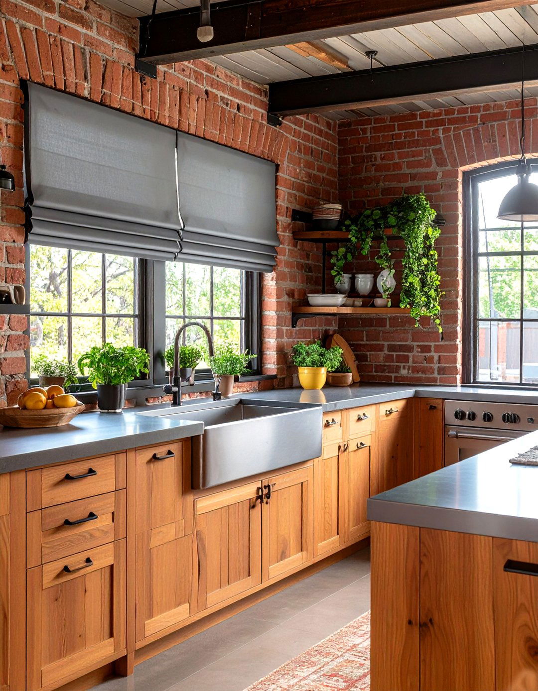 Industrial Look with a Faux Metal Blind - 30 kitchen curtain ideas above sink