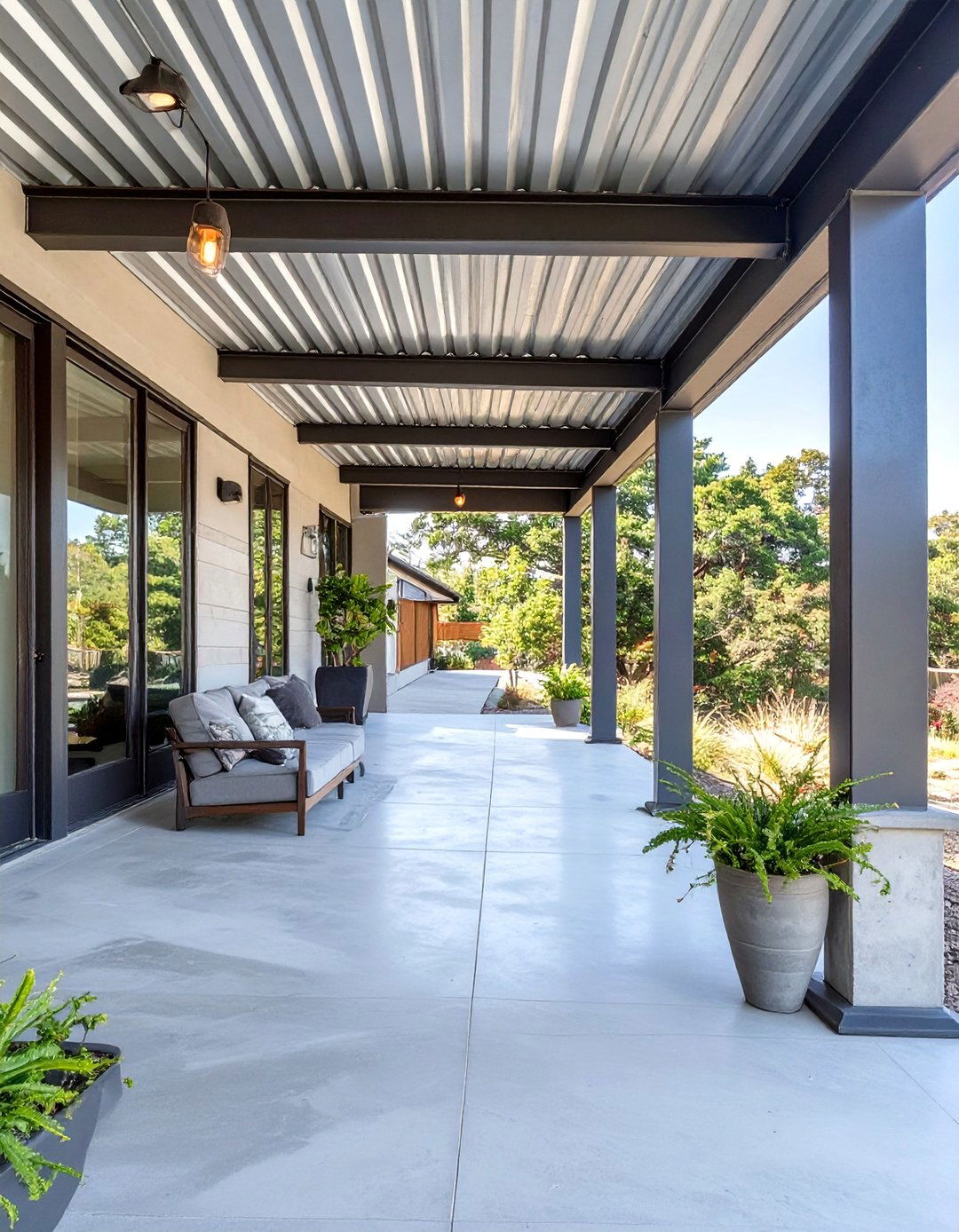 Industrial Metal Accents Porch - 30 house modern front porch ideas