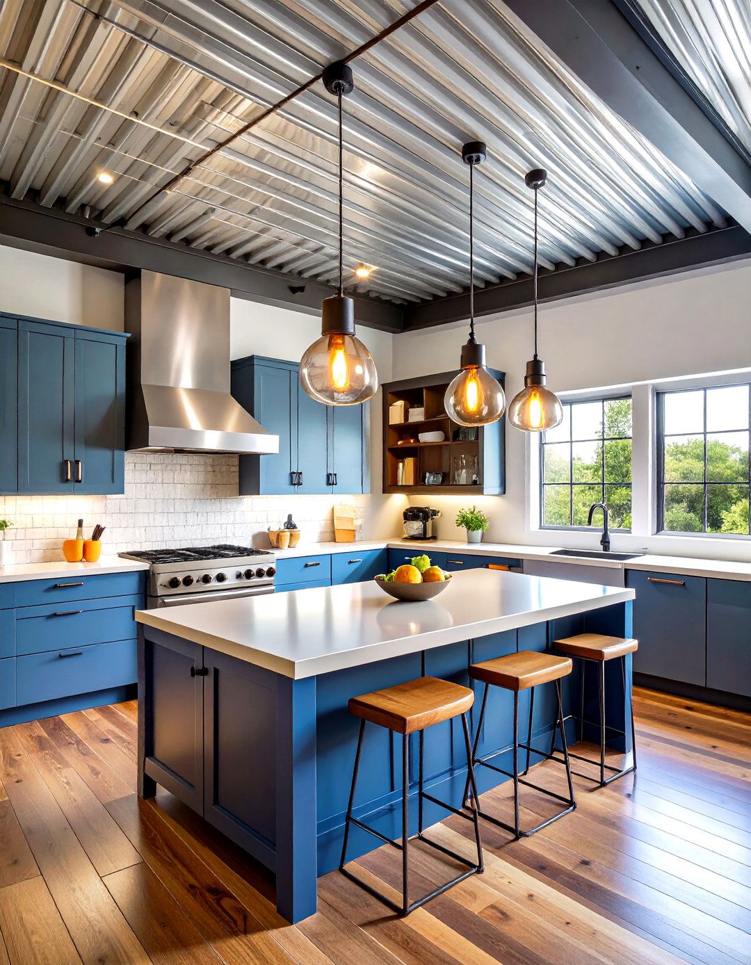 Industrial Metal Kitchen Ceiling - 30 kitchen ceiling ideas