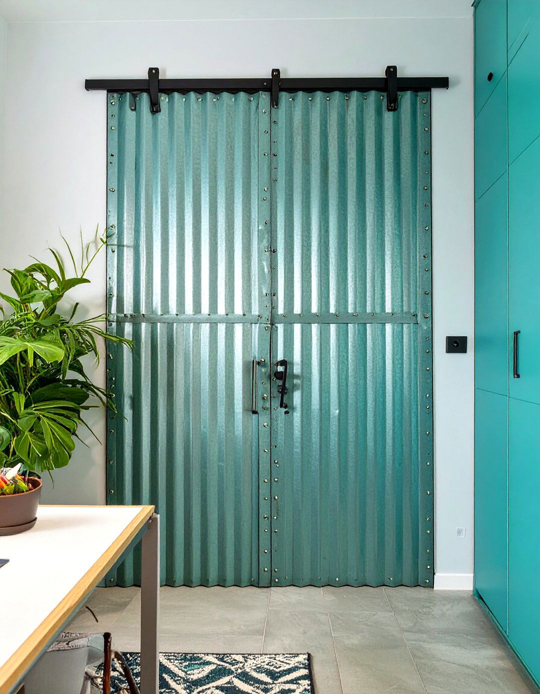 Industrial Metal Sheeting - 30 diy closet door ideas