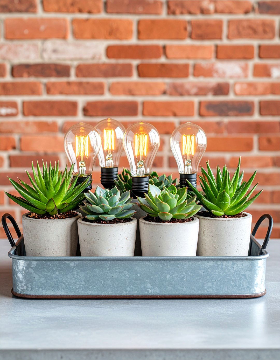 Industrial Metal Tray Centerpiece - 30 kitchen table centerpiece ideas