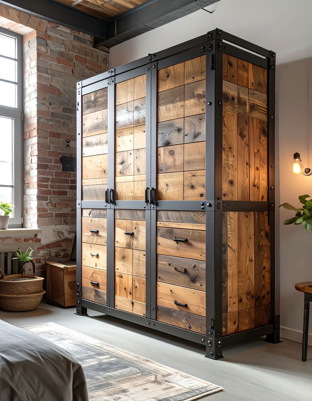 Industrial Metal and Wood Wardrobe - 30 wardrobe ideas