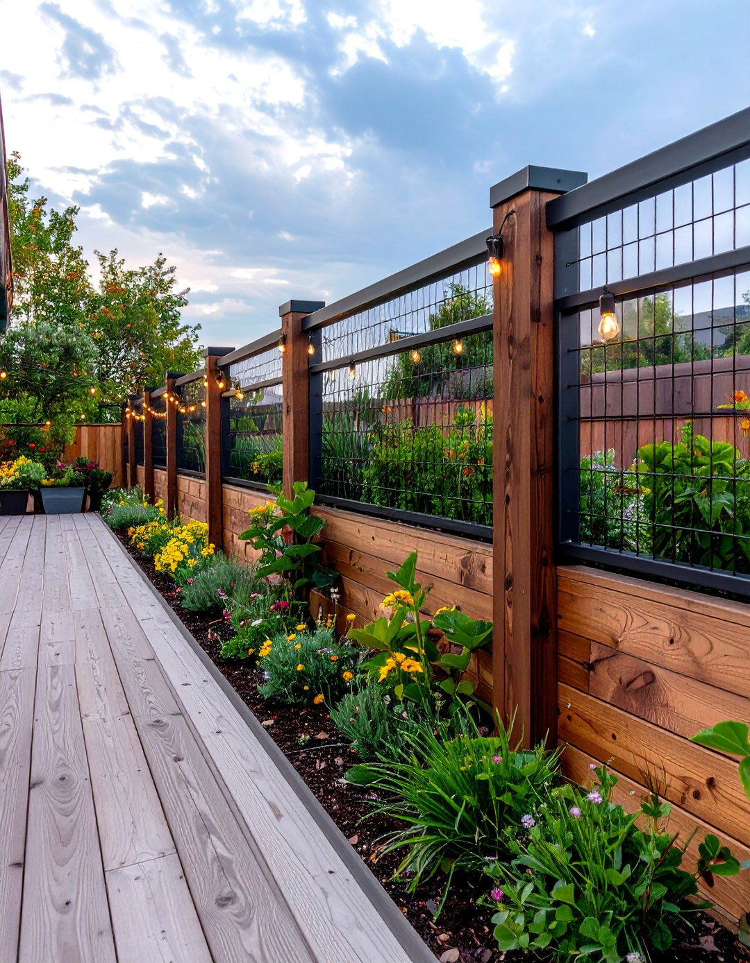 Industrial Mixed Material Hog Wire Deck Railing - 30 hog wire deck railing ideas