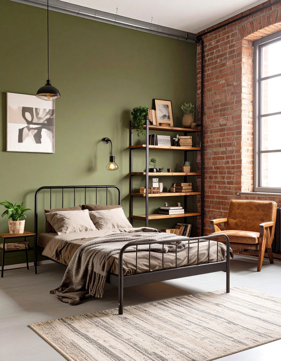 Industrial Olive Green Bedroom Loft - 30 olive green bedroom ideas