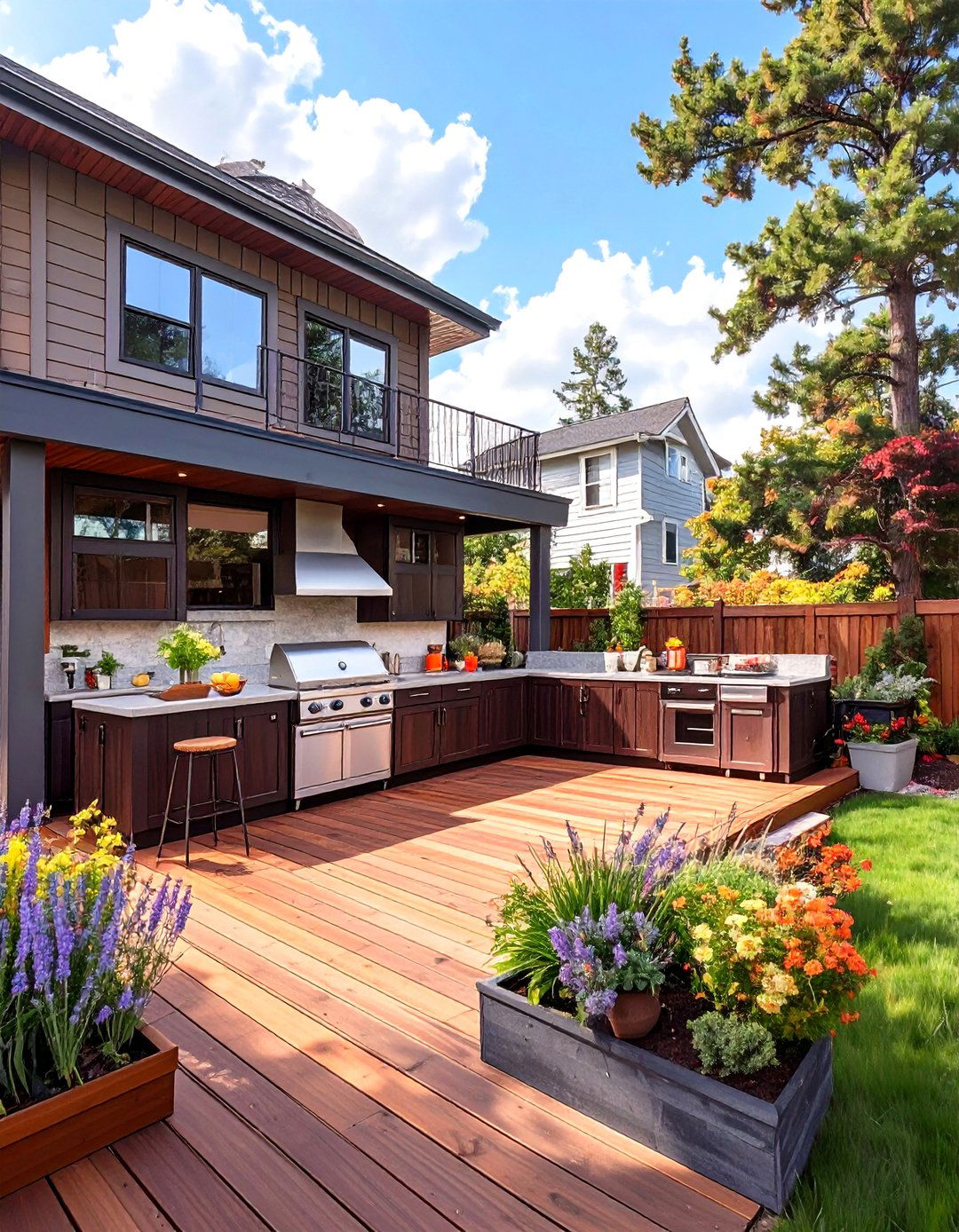 Industrial Outdoor Kitchen with Metal and Wood - 30 outdoor kitchen designs