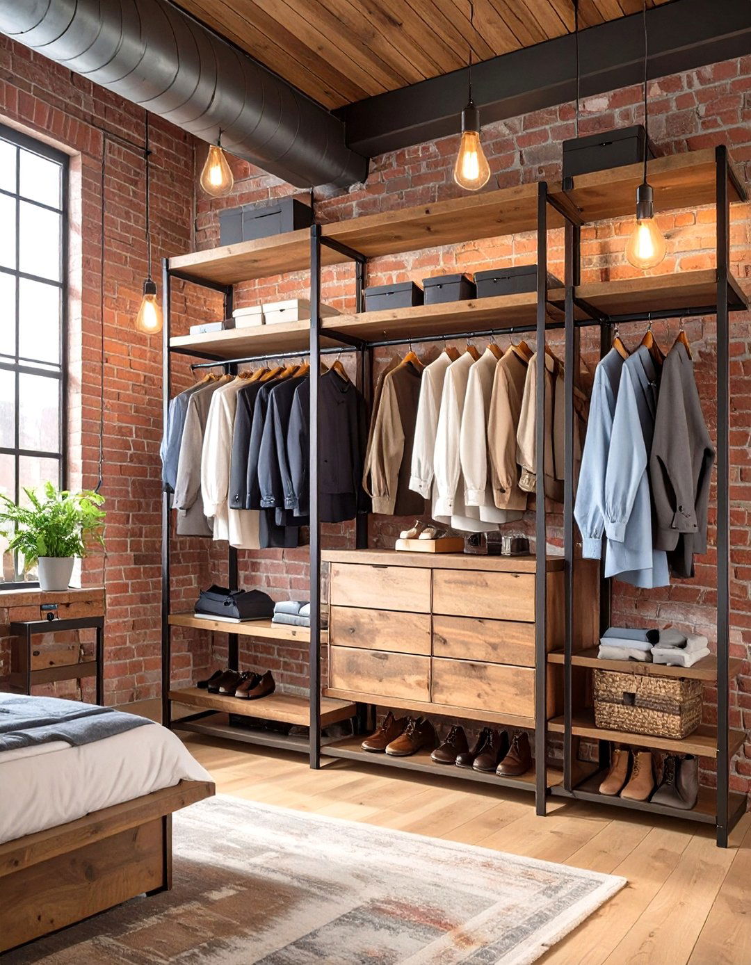 Industrial Pipe Built Wardrobe - 30 open closet ideas