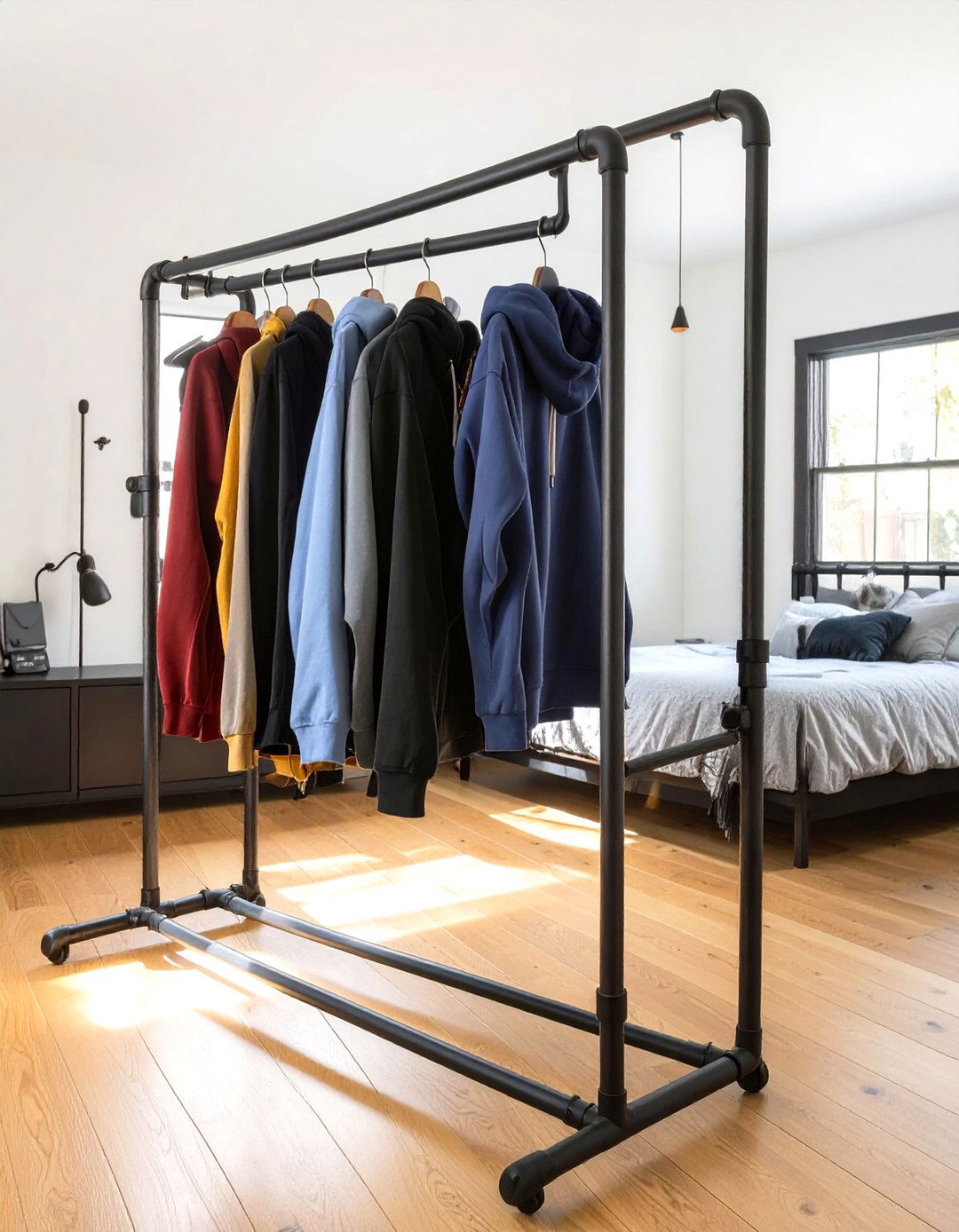 Industrial Pipe Clothing Rack for a Teen Boys Bedroom - 30 teen boys bedroom ideas