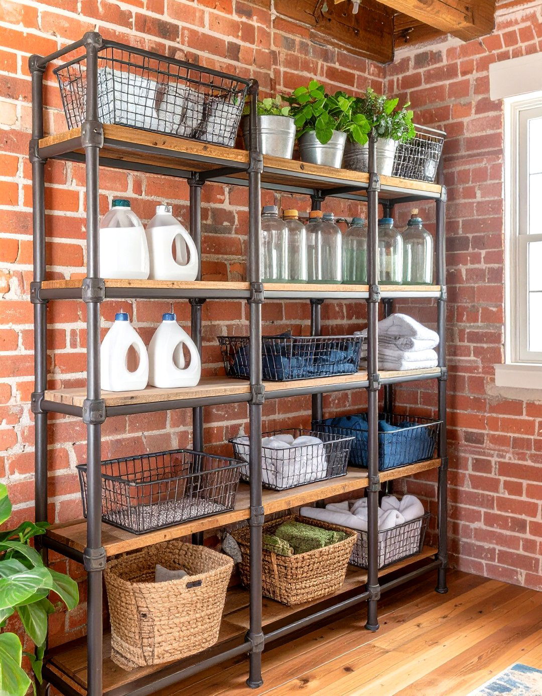 Industrial Pipe Laundry Shelving - 30 laundry shelf ideas