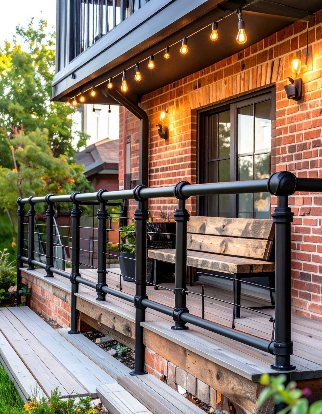 Industrial Pipe Porch Railing - 30 modern front porch railing ideas