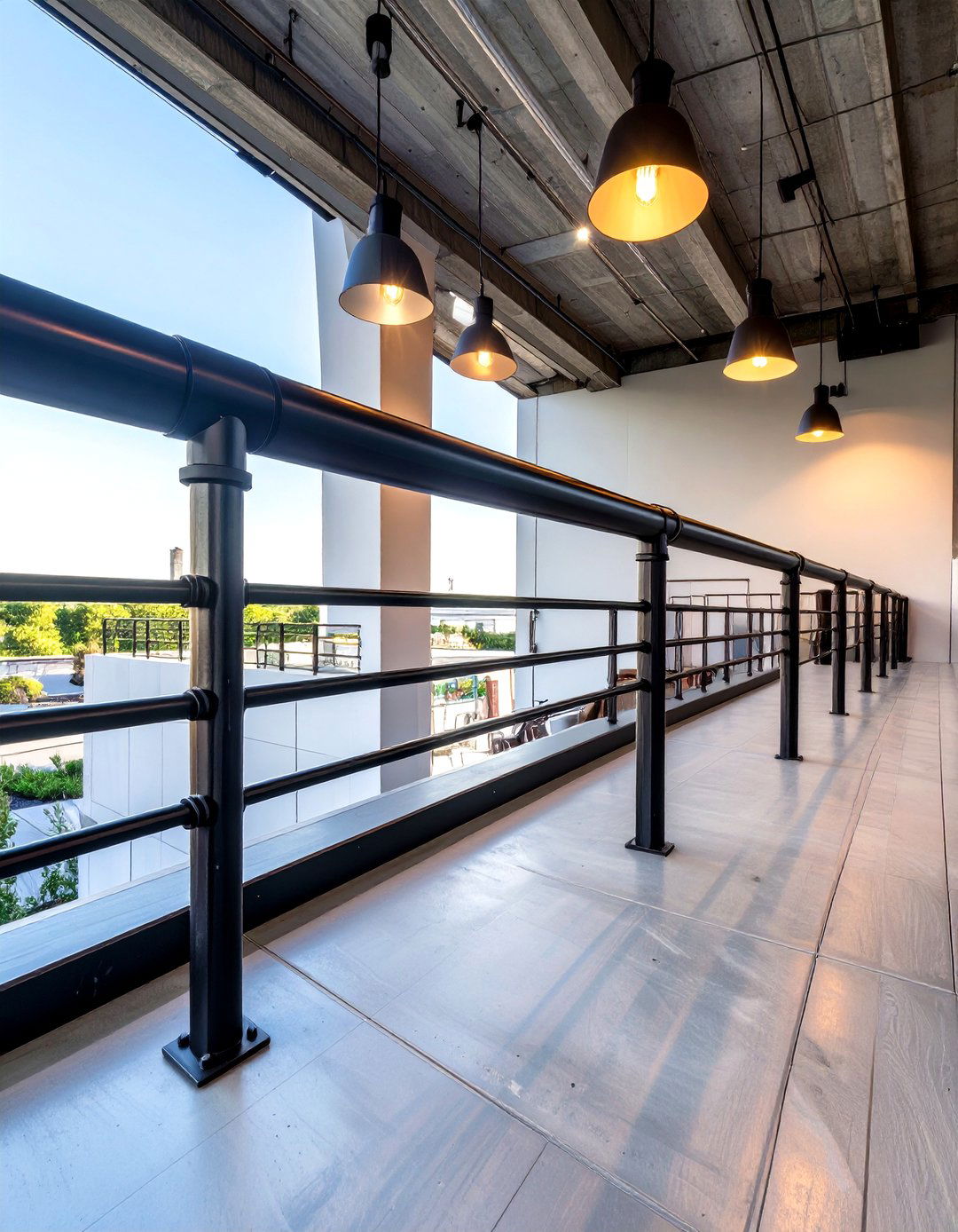 Industrial Pipe Railing - 30 modern horizontal deck railing ideas