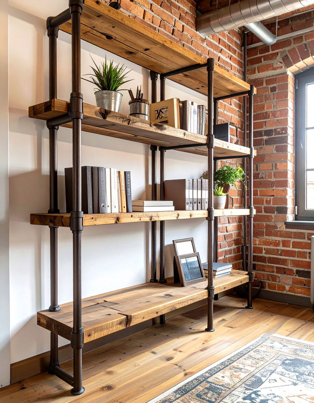 Industrial Pipe Shelving - 30 small office interior design ideas