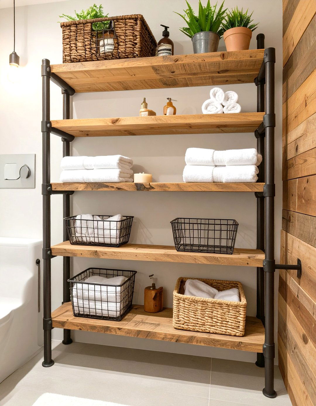Industrial Pipe Shelving - 30 teen girl bathroom ideas