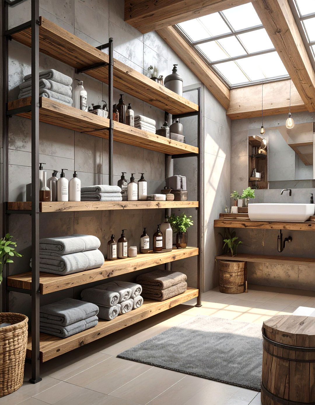 Industrial Pipe Shelving Bathroom - 30 bathroom organizer ideas