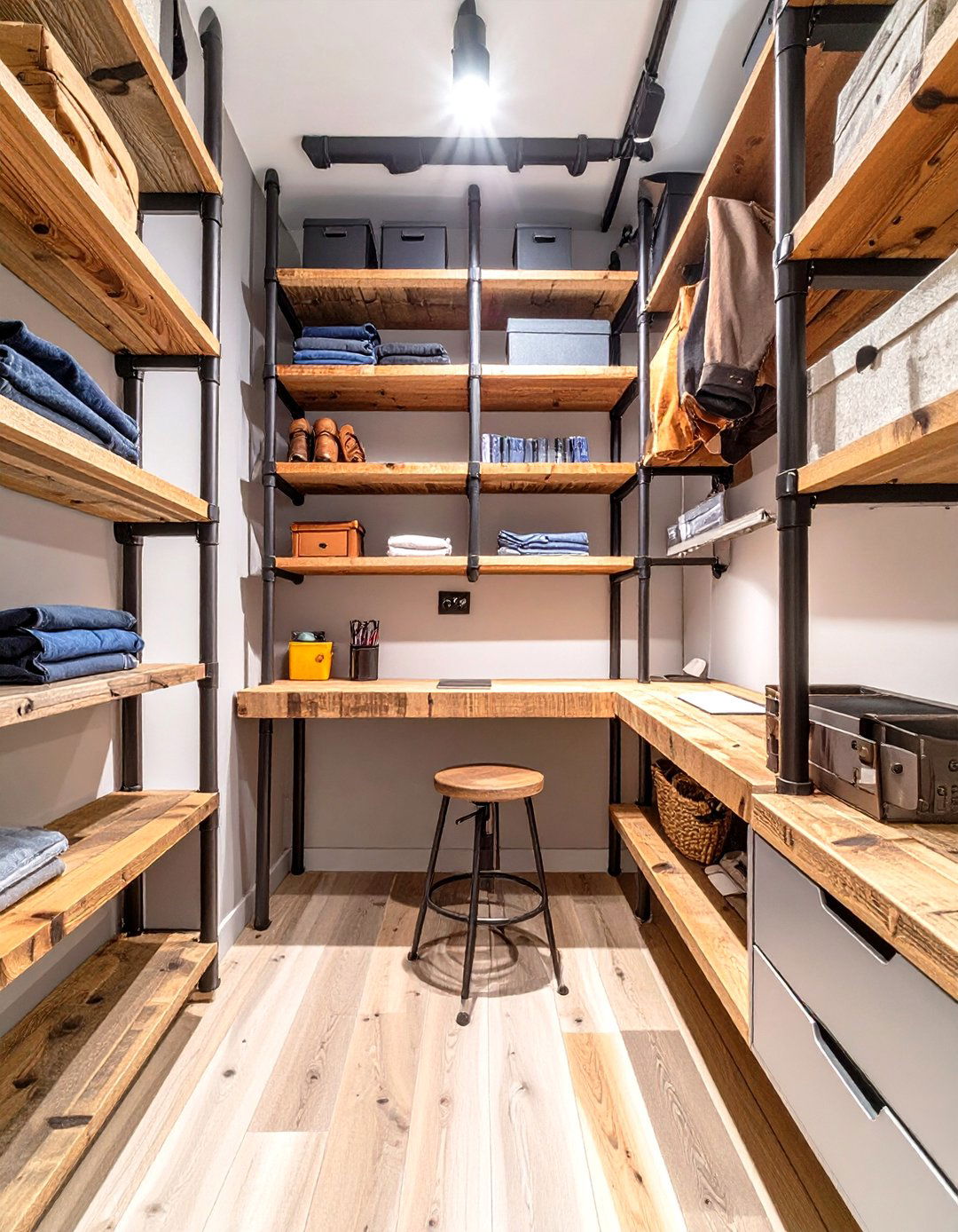 Industrial Pipe Shelving Focus - 30 closet office ideas