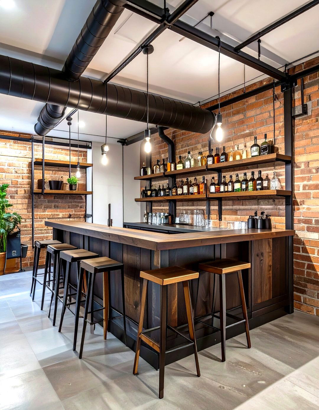 Industrial Pipe Shelving Wet Bar - 30 wet bar basement bar ideas