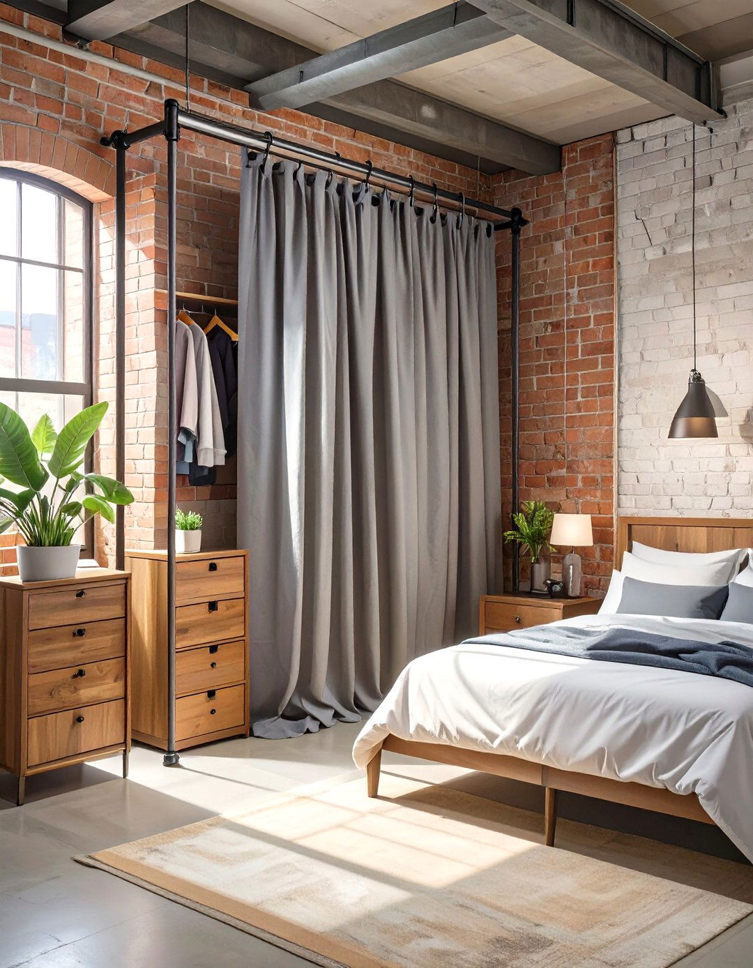 Industrial Pipe and Drape System - 30 alternative to closet door ideas