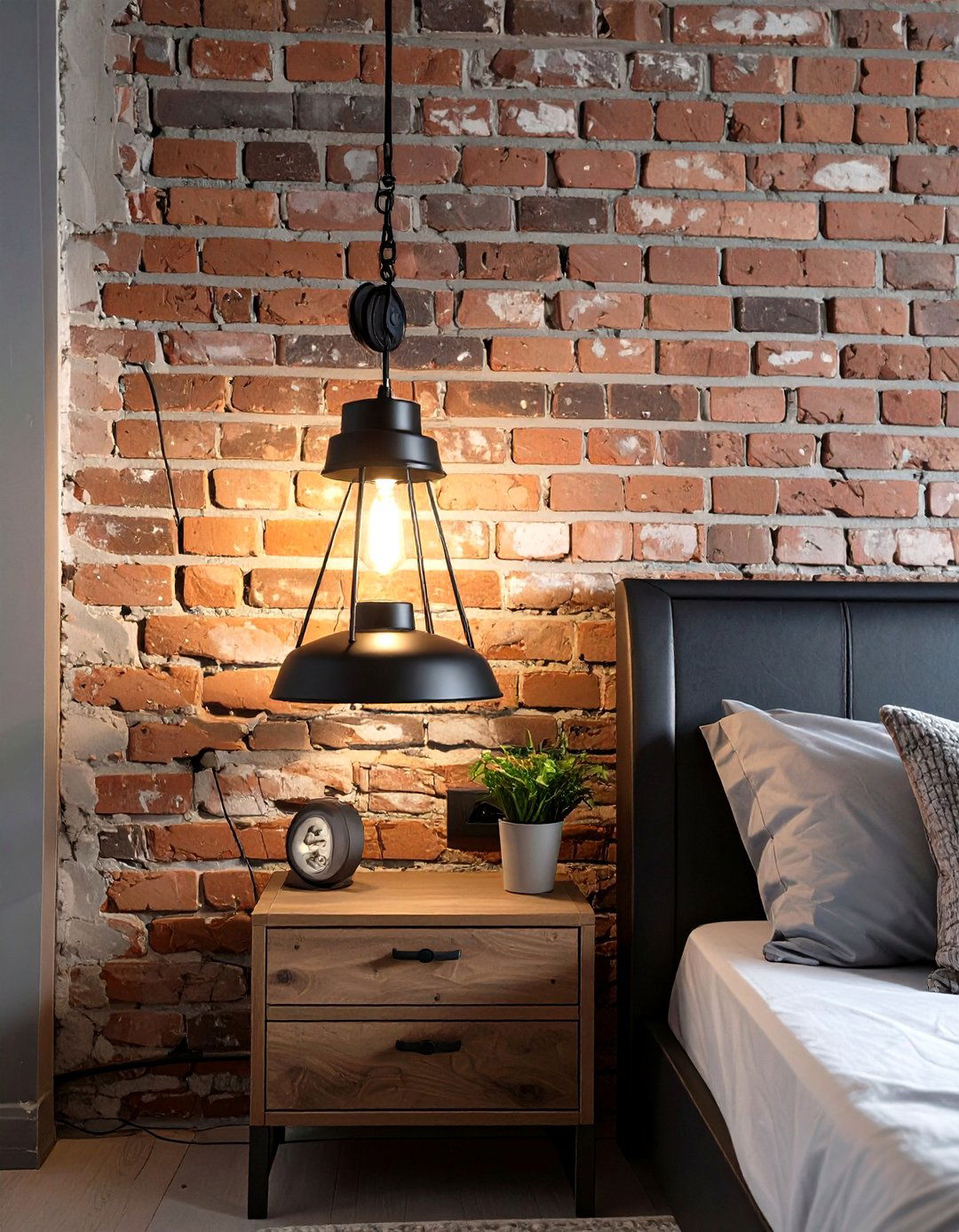 Industrial Pulley Pendant Light - 30 bedroom ceiling light ideas