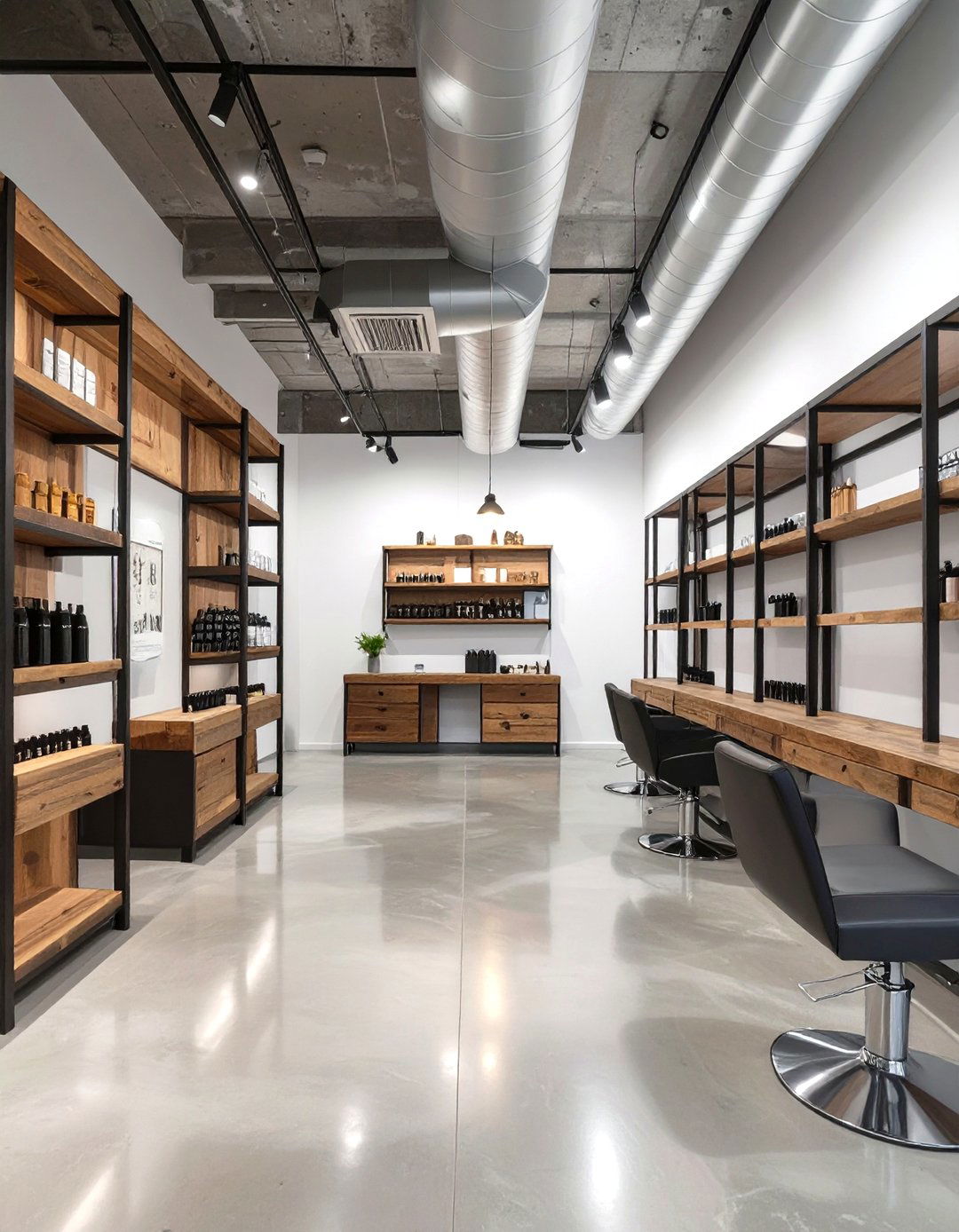 Industrial Salon with Polished Concrete Floors - 30 salon interior design ideas