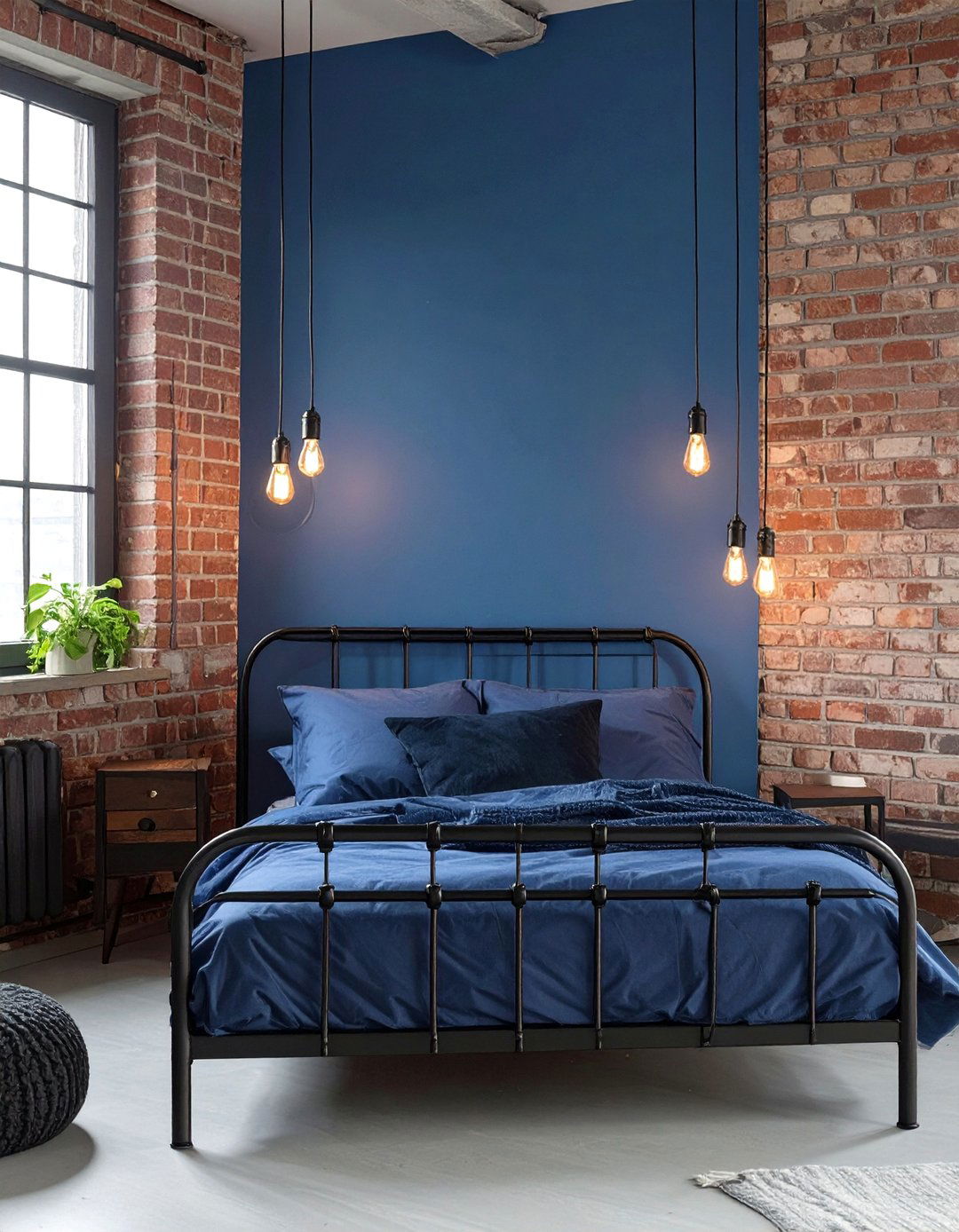 Industrial Slate Blue Bedroom - 30 blue bedroom ideas