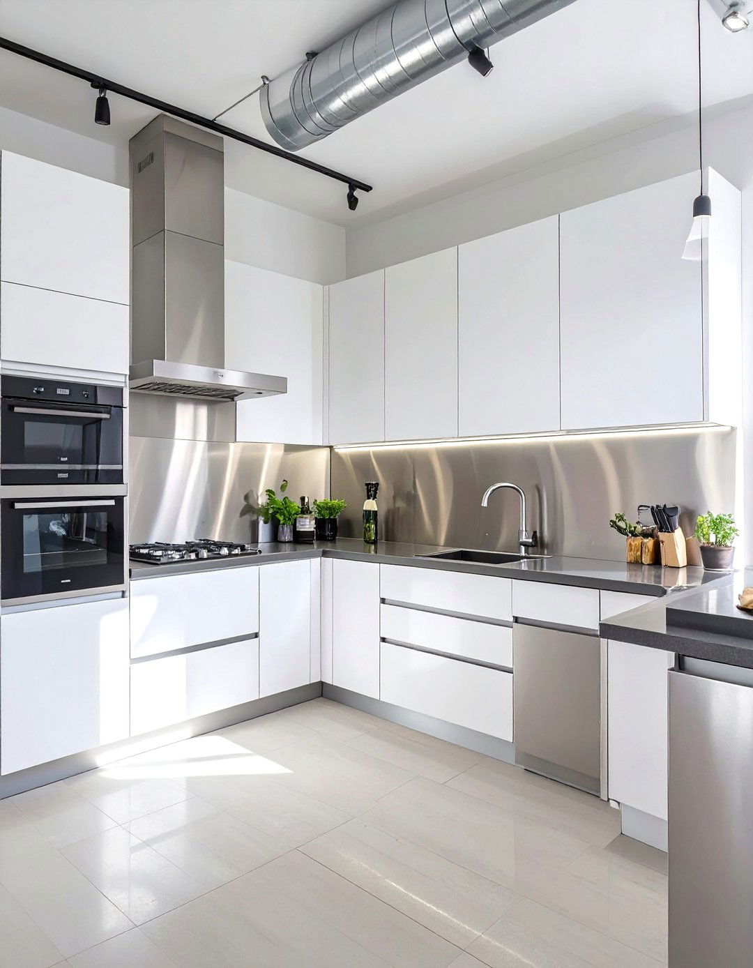 Industrial Stainless Steel Sheet Backsplash - 30 white cabinet kitchen backsplash ideas