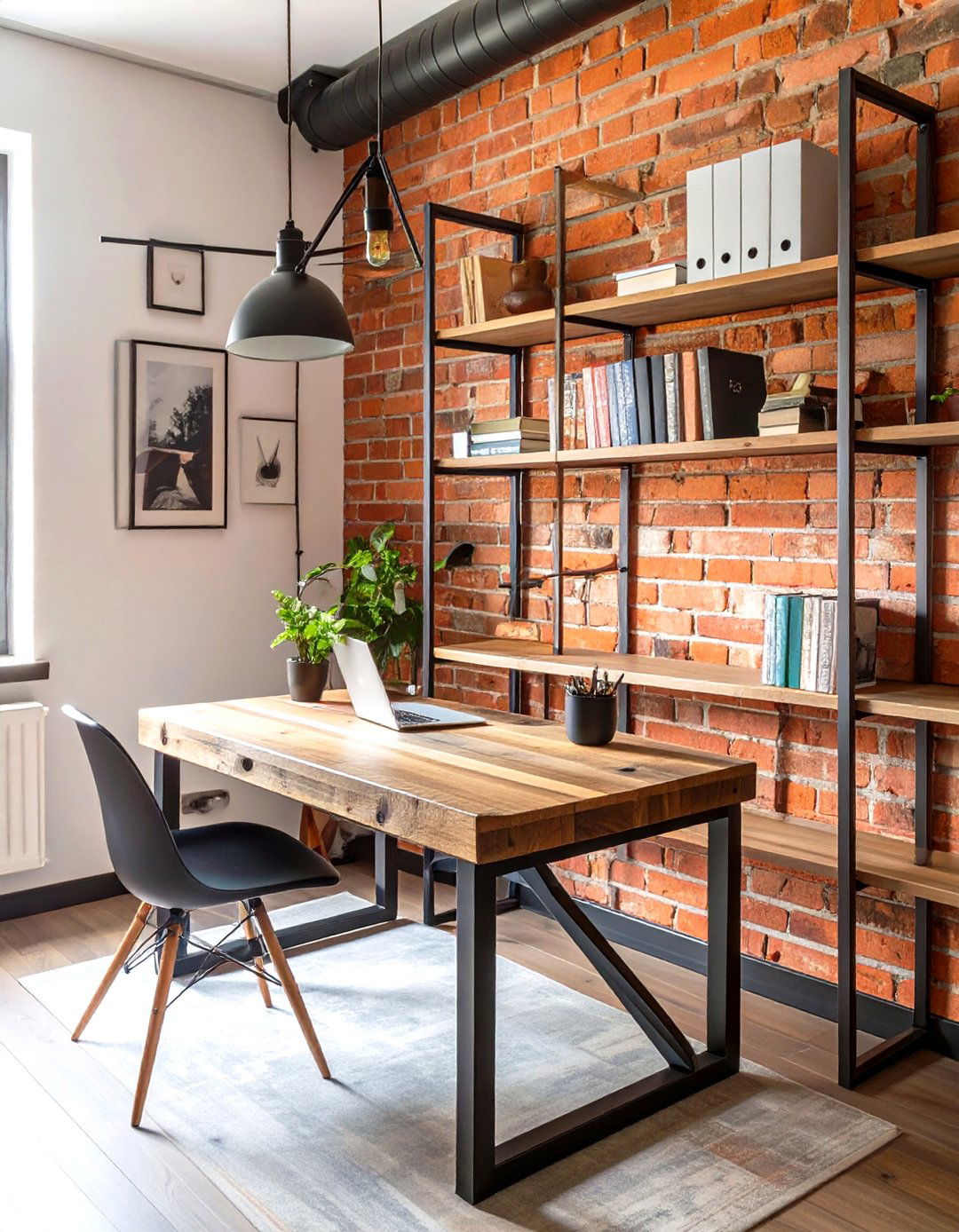 Industrial Study with Exposed Brick - 30 study interior design ideas