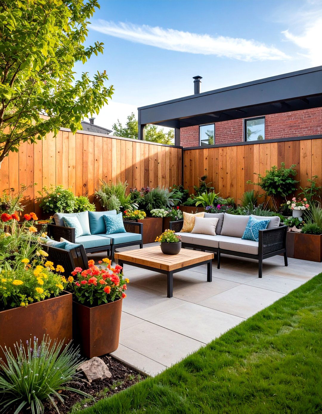 Industrial Style Backyard Concrete with Board Formed Walls - 30 backyard concrete ideas