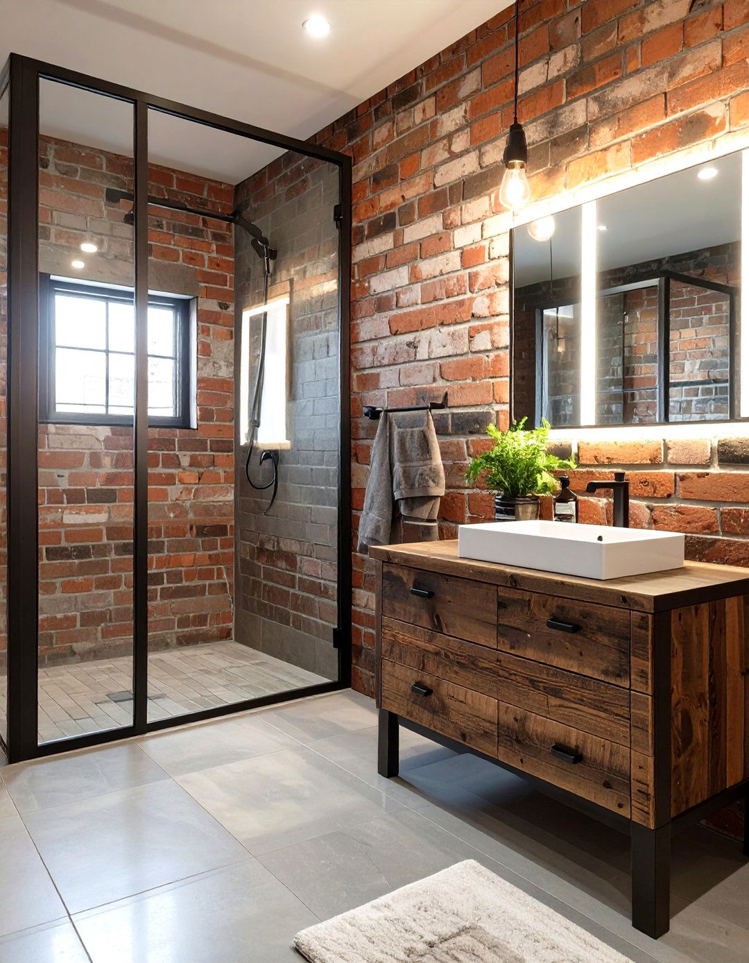 Industrial Style Bathroom with Black Steel - 30 modern bathroom design photos ideas