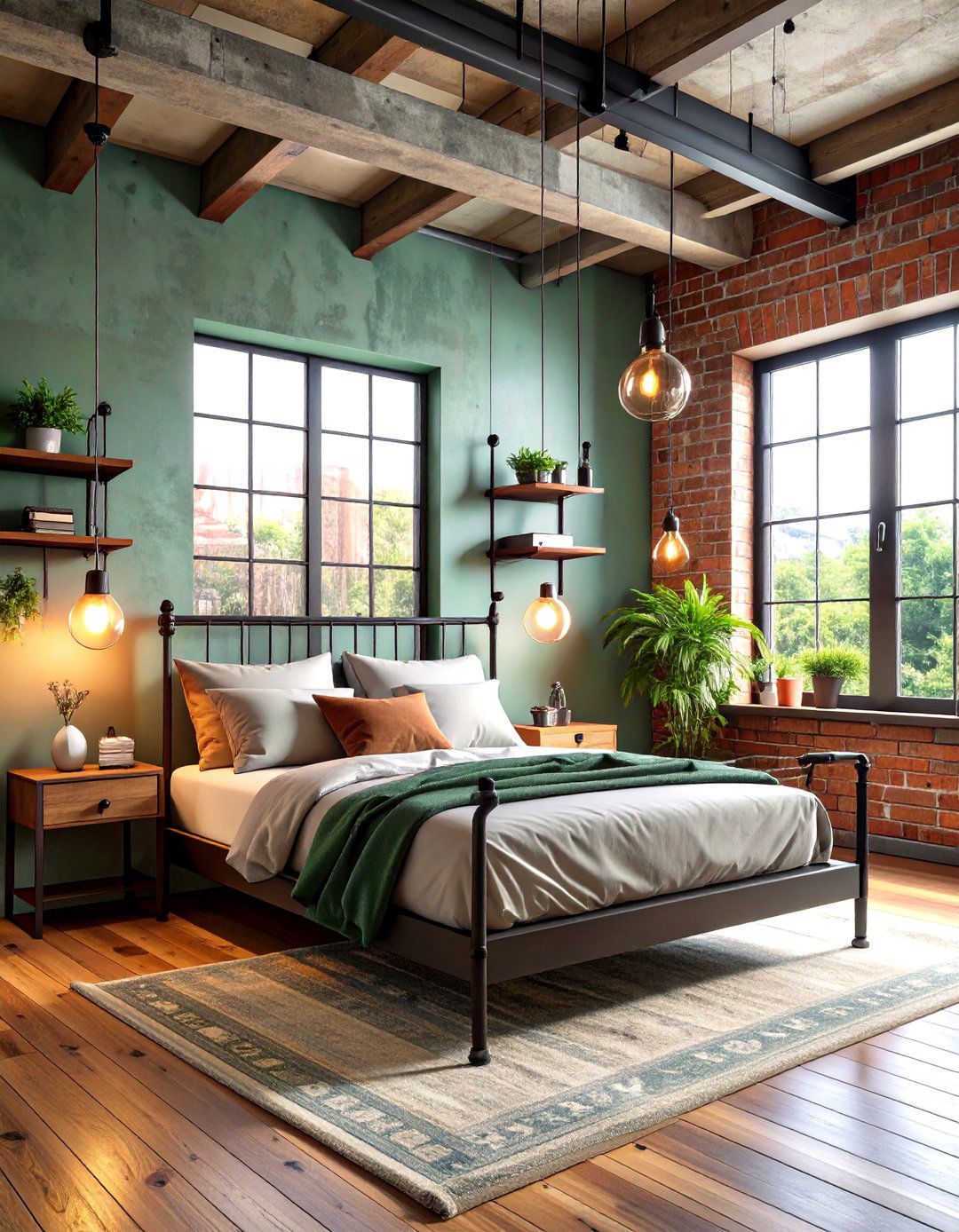 Industrial Style Bedroom with Metal Accents - 30 room interior design bedroom ideas