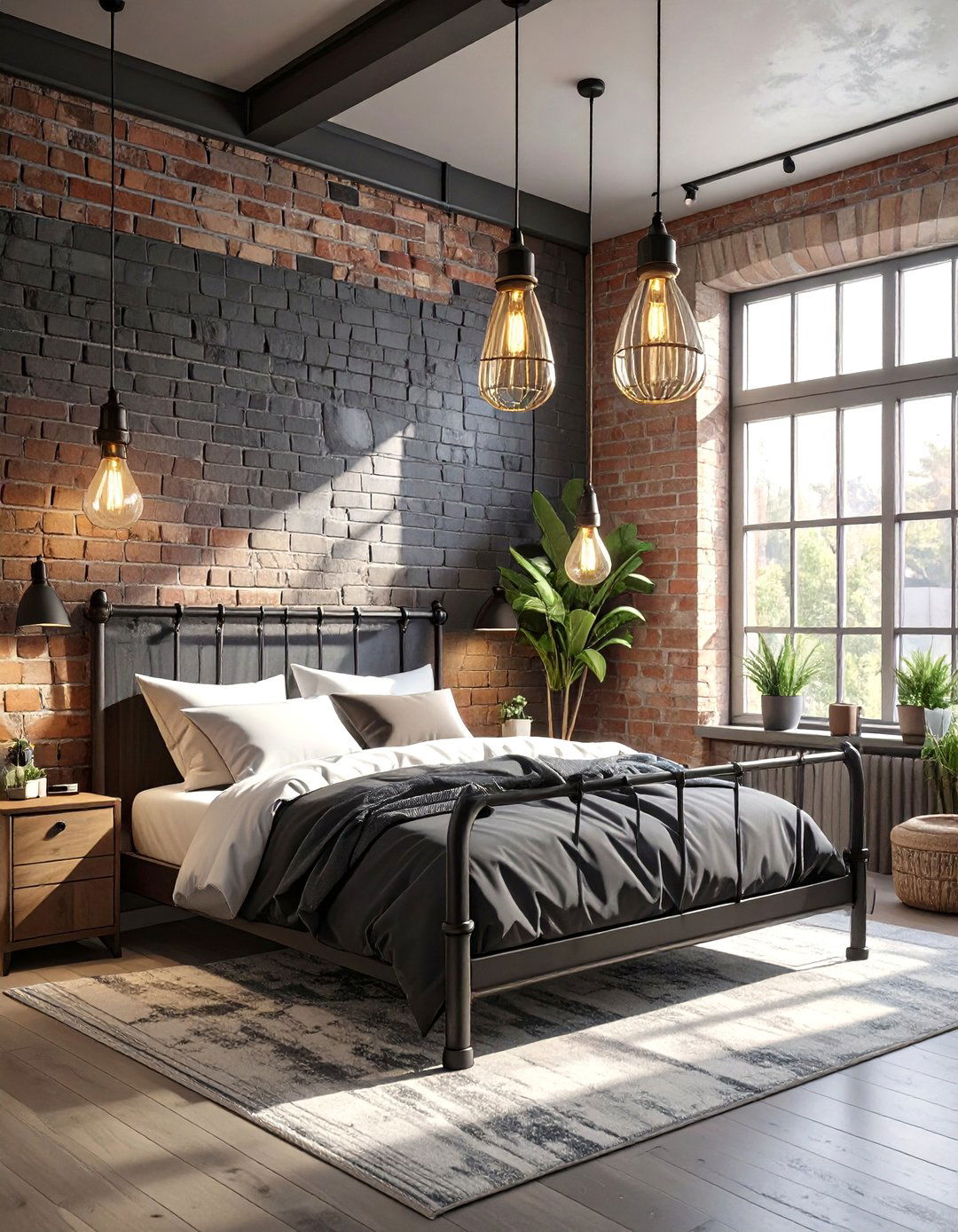 Industrial Style Black and Gold Bedroom - 30 black and gold bedroom ideas