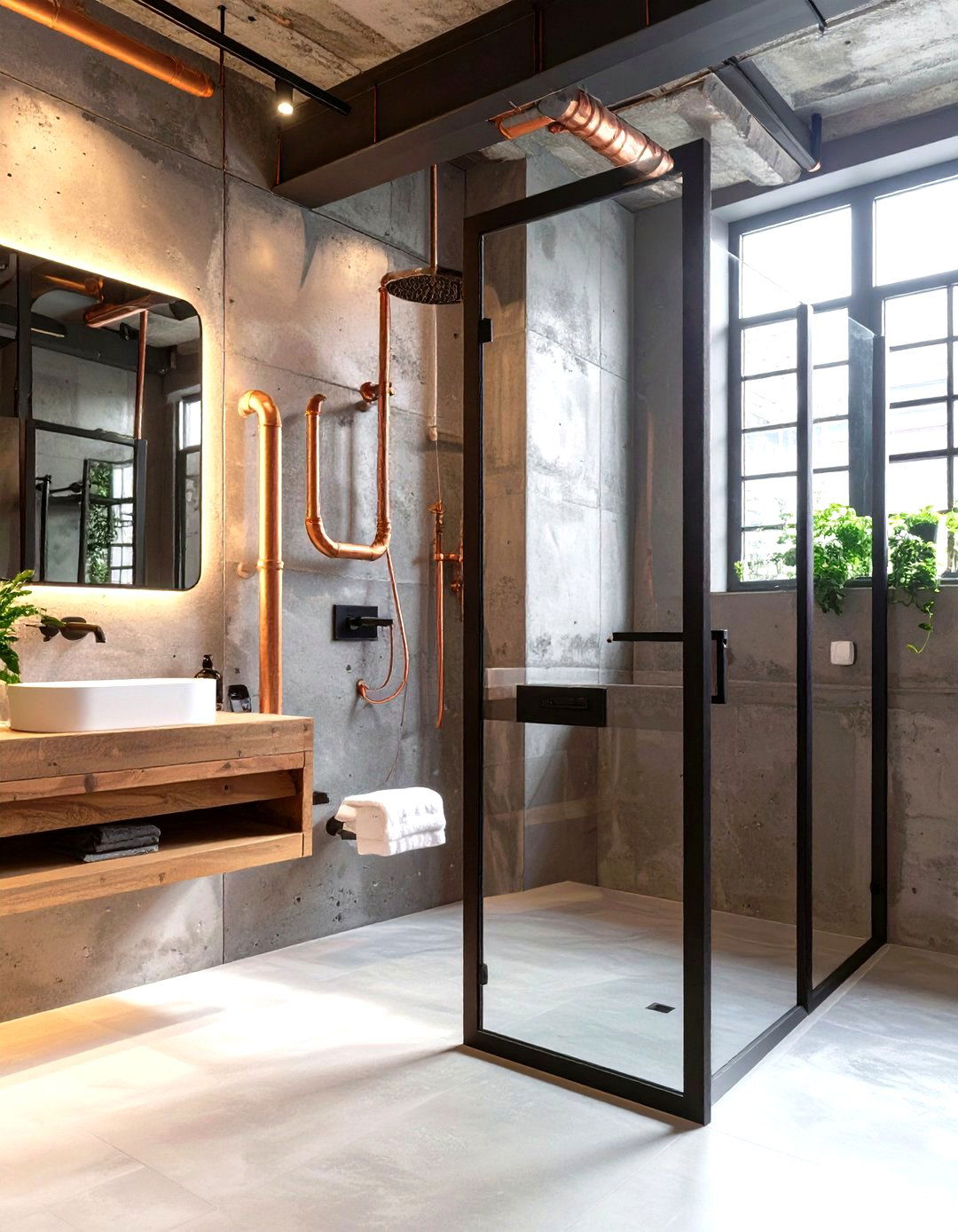 Industrial Style Concrete Wet Bathroom - 30 wet bathroom ideas