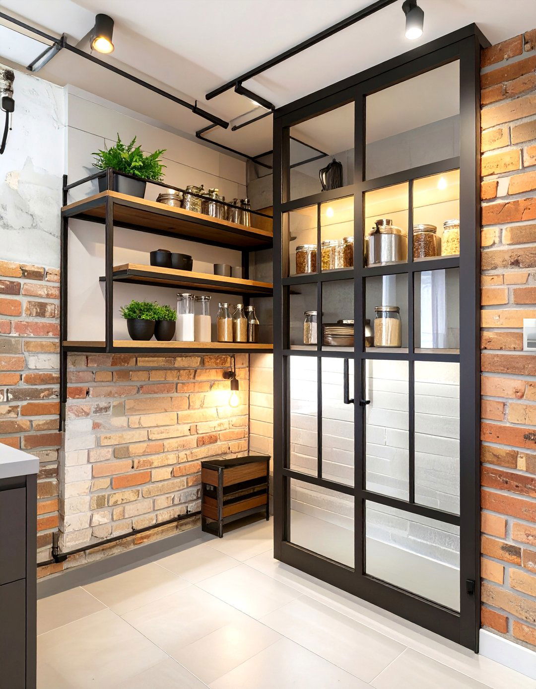 Industrial Style Corner Pantry - 30 corner pantry ideas