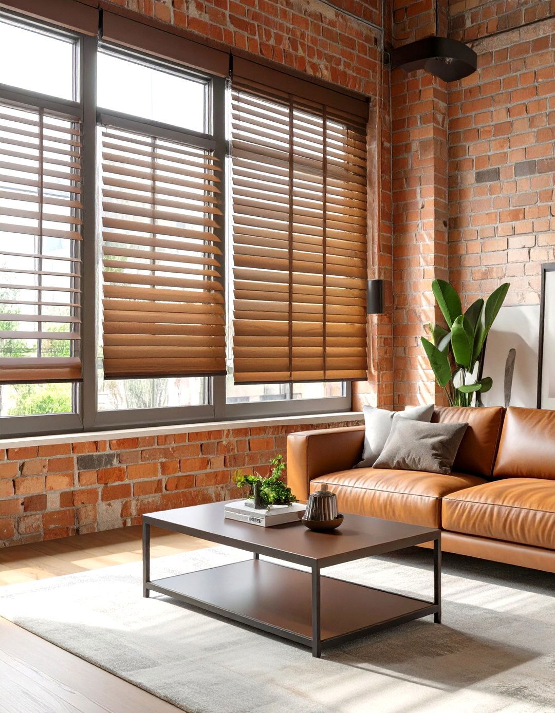 Industrial Style Faux Wood Blinds - 30 window treatment ideas for living room