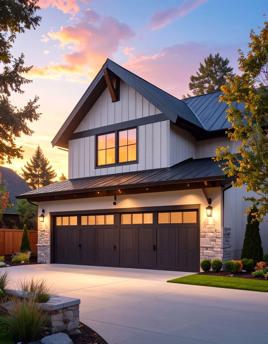 Industrial Style Gooseneck Lights - 30 modern outdoor lighting ideas for front of house