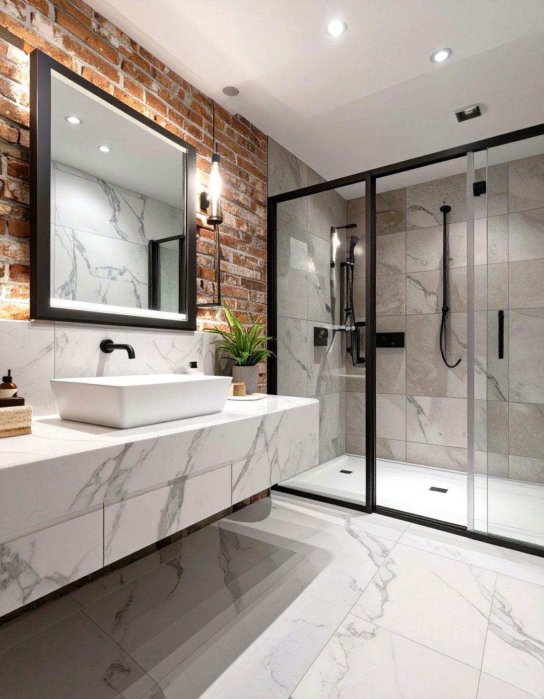 Industrial Style Marble Bathroom - 30 marble bathroom ideas