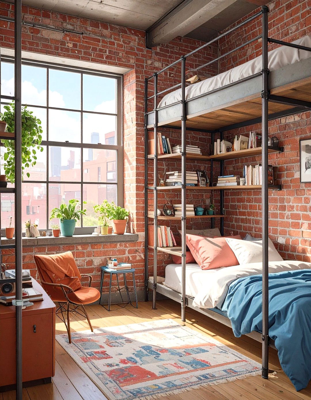 Industrial Style Metal Pipe Shelving - 30 teenage bedroom ideas