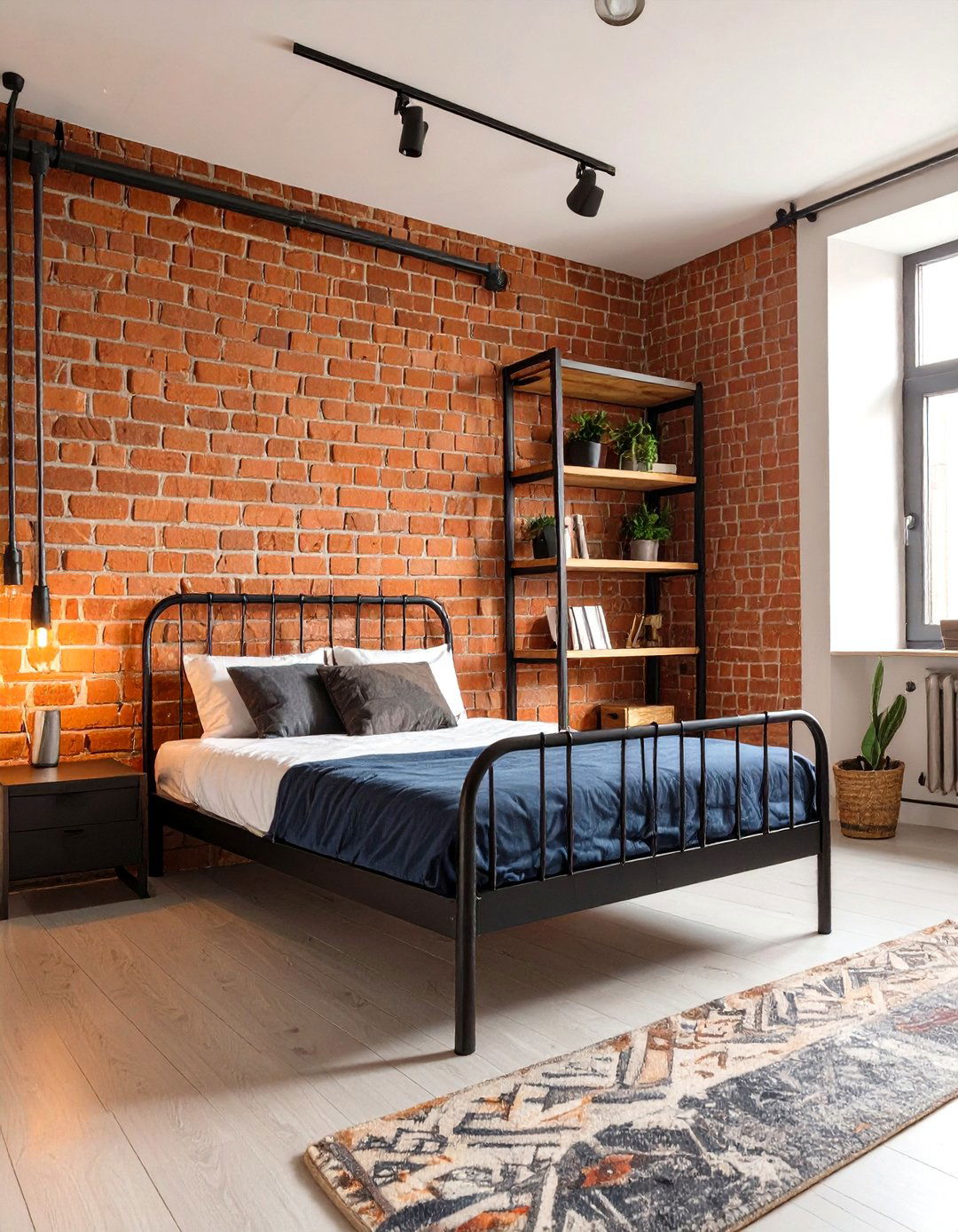 Industrial Style Teenage Boys Room with Exposed Brick - 30 teenage boys room ideas