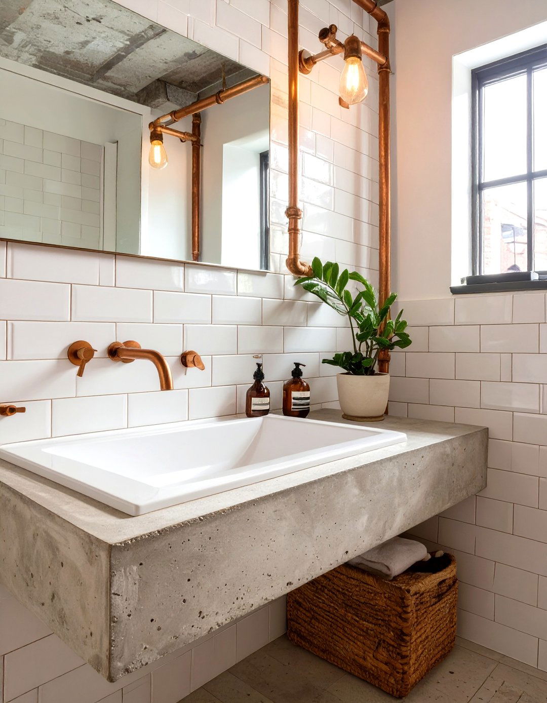 Industrial Style White Bathroom - 30 white bathroom ideas