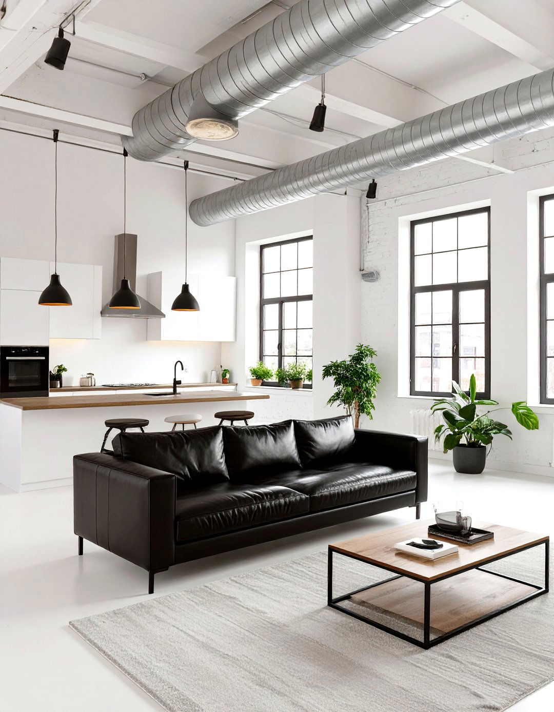 Industrial Style White Living Room - 30 white living room ideas