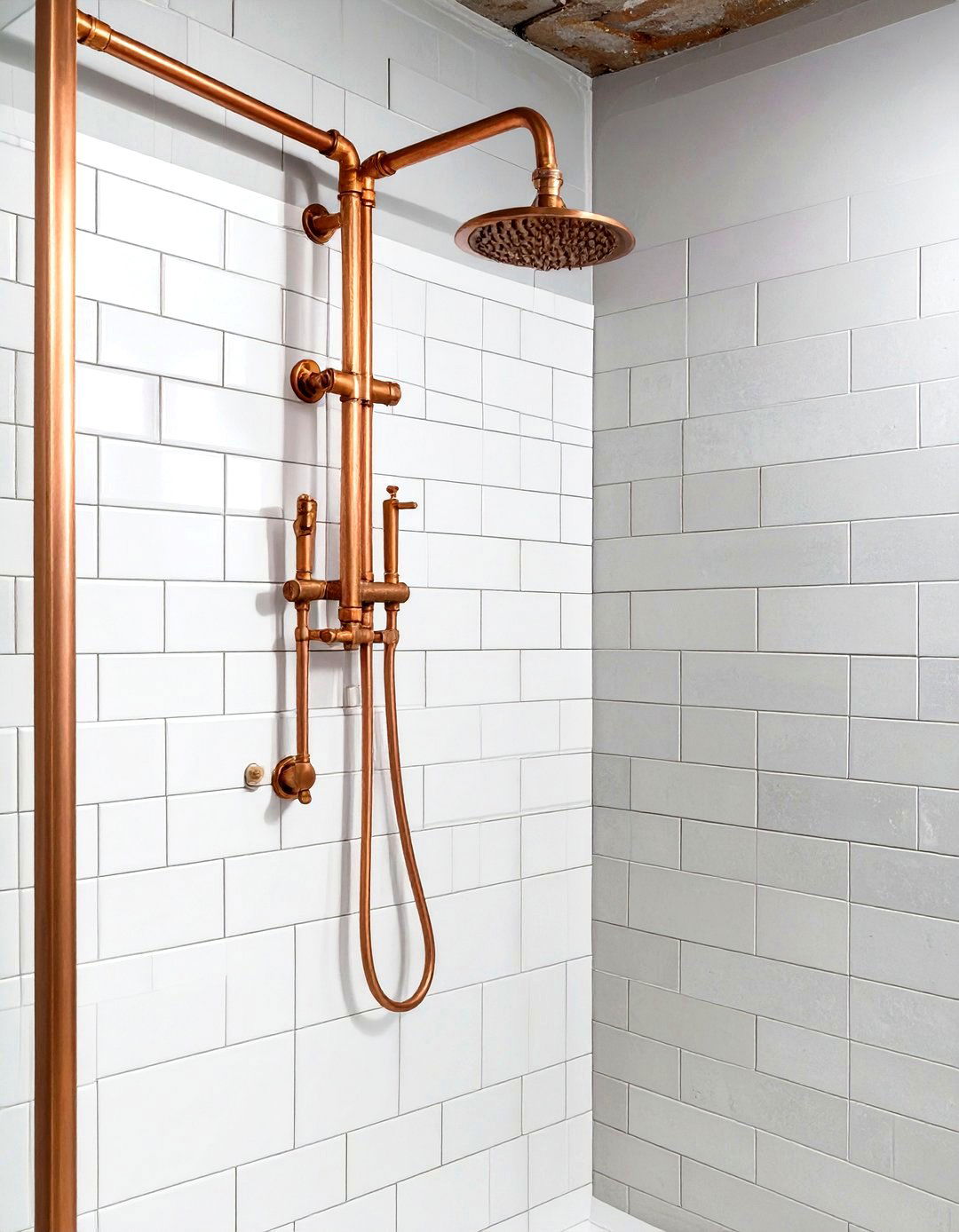 Industrial Style with Exposed Piping - 30 shower designs